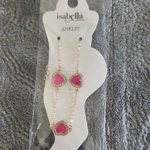Isabella Hot Pink Heart Bracelet with Gold-Tone Chain